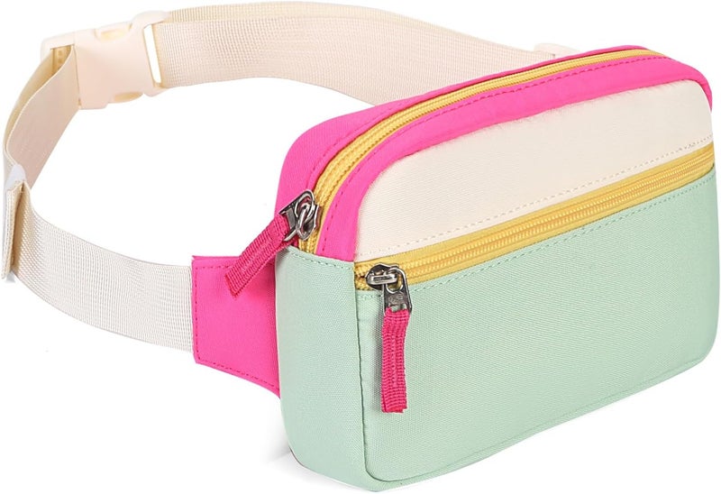 cotmcor Store Valentines Day Gifts for Kids: Fanny Pack Birthday Gift for 5 6 7 8 9 10 11 12 Year Old Teen Girls, Preppy Cute Trendy Stuff Colorblock Crossbody Bag Adjustable Belt Bags for Travel Outdoor - Image 1